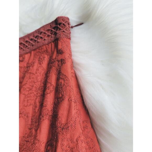 NEW Anthropologie Maeve Embroidered Red Mini Skirt - Size: 2 - Picture 8 of 10